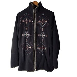 OUTBACK TRADING Jacket Zip Women M Brown AVIANA Fleece Aztec Southwestern Rodeo